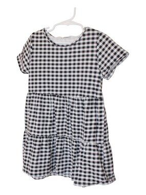 Girl's Black and White Gingham T-shirt Play Dress
